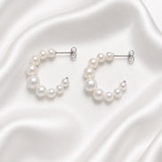 Pearl Hoop Earrings — Sterling Silver