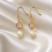 Lunara Pearl Drop Earrings — 14K Gold-Filled