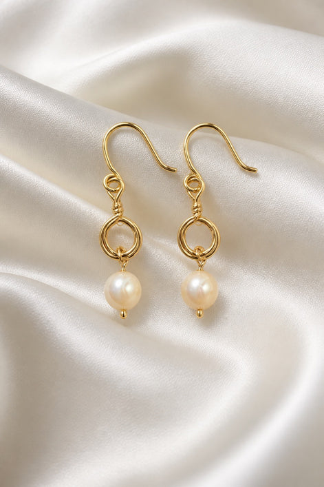 Lunara Pearl Drop Earrings — 14K Gold-Filled