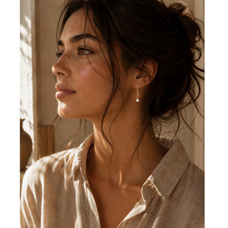 Lunara Pearl Drop Earrings — 14K Gold-Filled